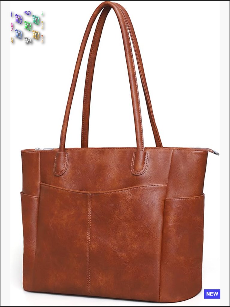 Large Vegan Leather Tote Bag With Zipper 23l Work Purse Ladies Handbag